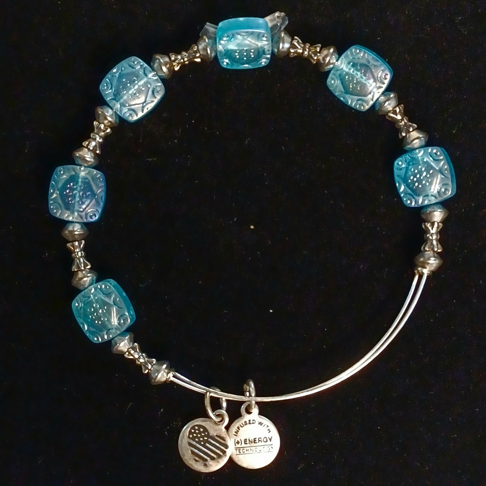 ALEX AND ANI Silver and Blue Beaded Bracelet